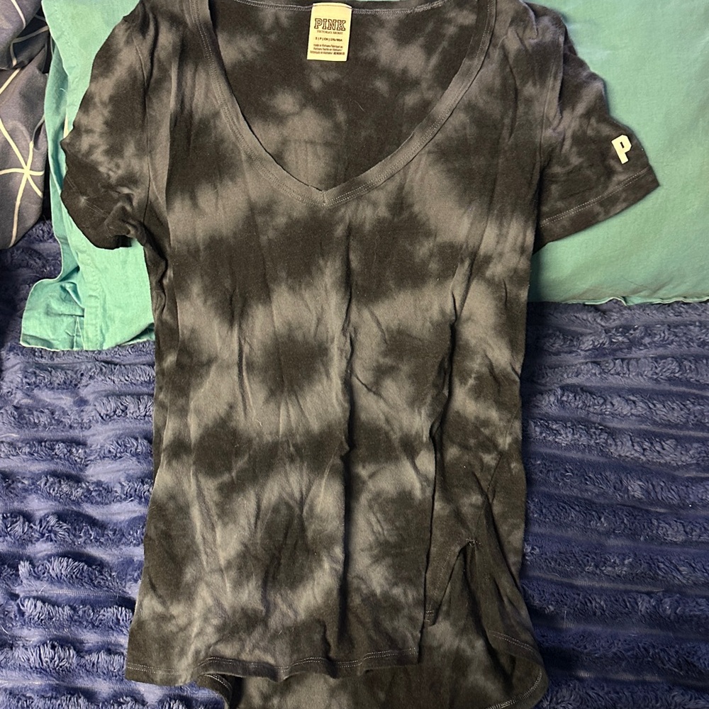 PINK Victoria's Secret Charcoal Tie-Dye Tee